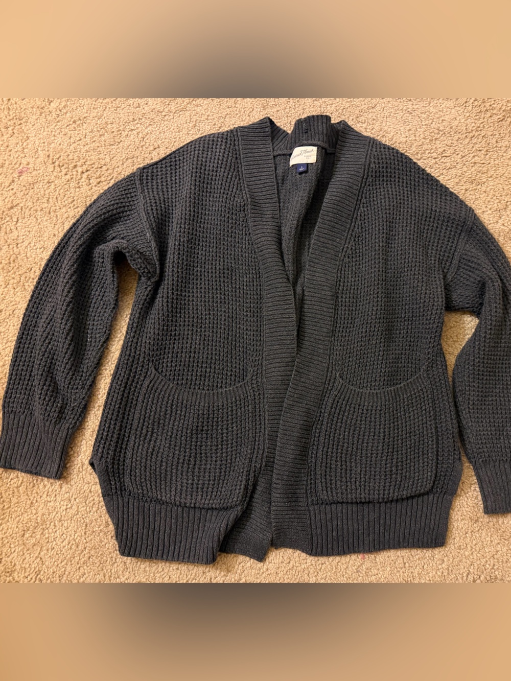 Universal Thread Charcoal Ribbed Open Cardigan